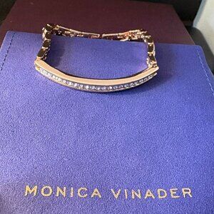 Monica Vinader Gold Bar Bracelet w/ Crystals | Like New | Minimal & Elegant